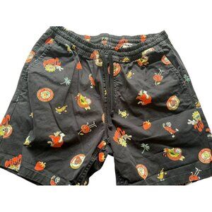 Vans Shorts Men S Black Pull On Retro Tropical Fruit Sun Modern 80s Classic Chic